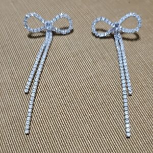 Bijoux Bar Silver Tone Womens Glass Bow Drop Earrings